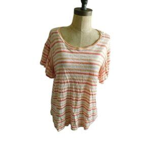 Chico's Size XL (3) Striped Knit Short Sleeve Smocked Top NWT $79